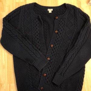 LL Bean fisherman style cardigan navy